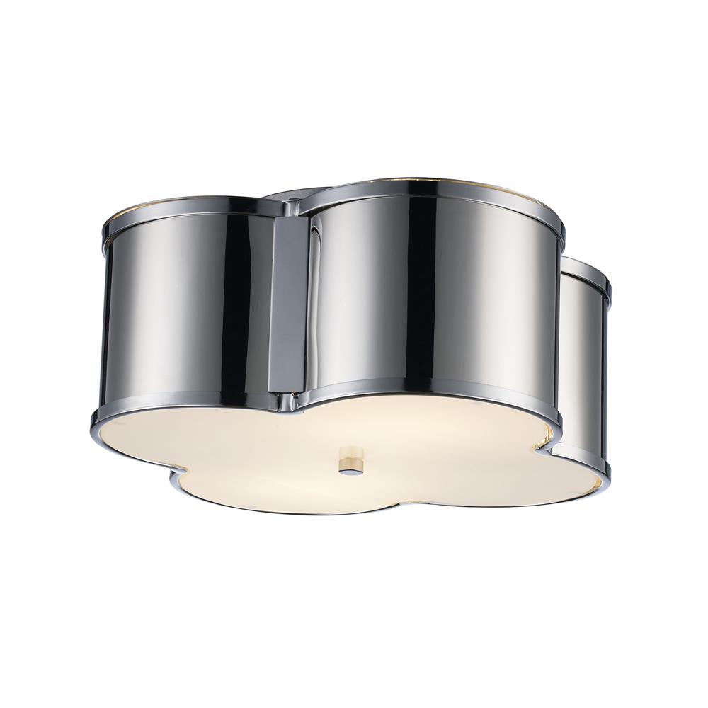 Trans Globe Lighting 14611 PC 3Lt Flush-Chrome Drum 14"-Pc
